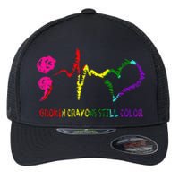 Broken Crayons Still Color Mental Health Awareness Semicolon Flexfit Unipanel Trucker Cap