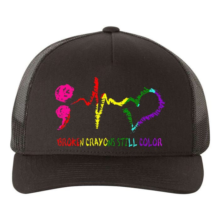 Broken Crayons Still Color Mental Health Awareness Semicolon Yupoong Adult 5-Panel Trucker Hat