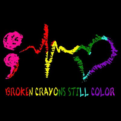Broken Crayons Still Color Mental Health Awareness Semicolon T-Shirt