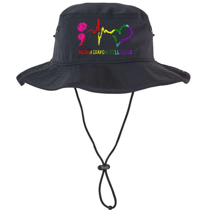 Broken Crayons Still Color Mental Health Awareness Semicolon Legacy Cool Fit Booney Bucket Hat