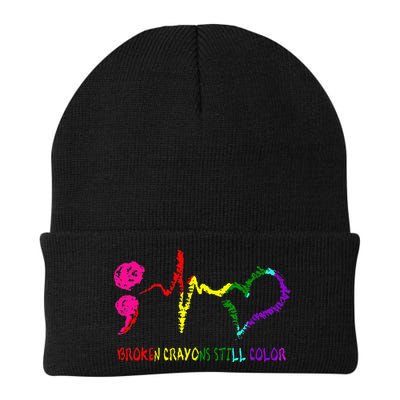 Broken Crayons Still Color Mental Health Awareness Semicolon Beanie