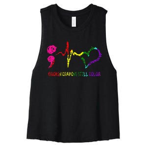 Broken Crayons Still Color Mental Health Awareness Semicolon Women's Racerback Cropped Tank