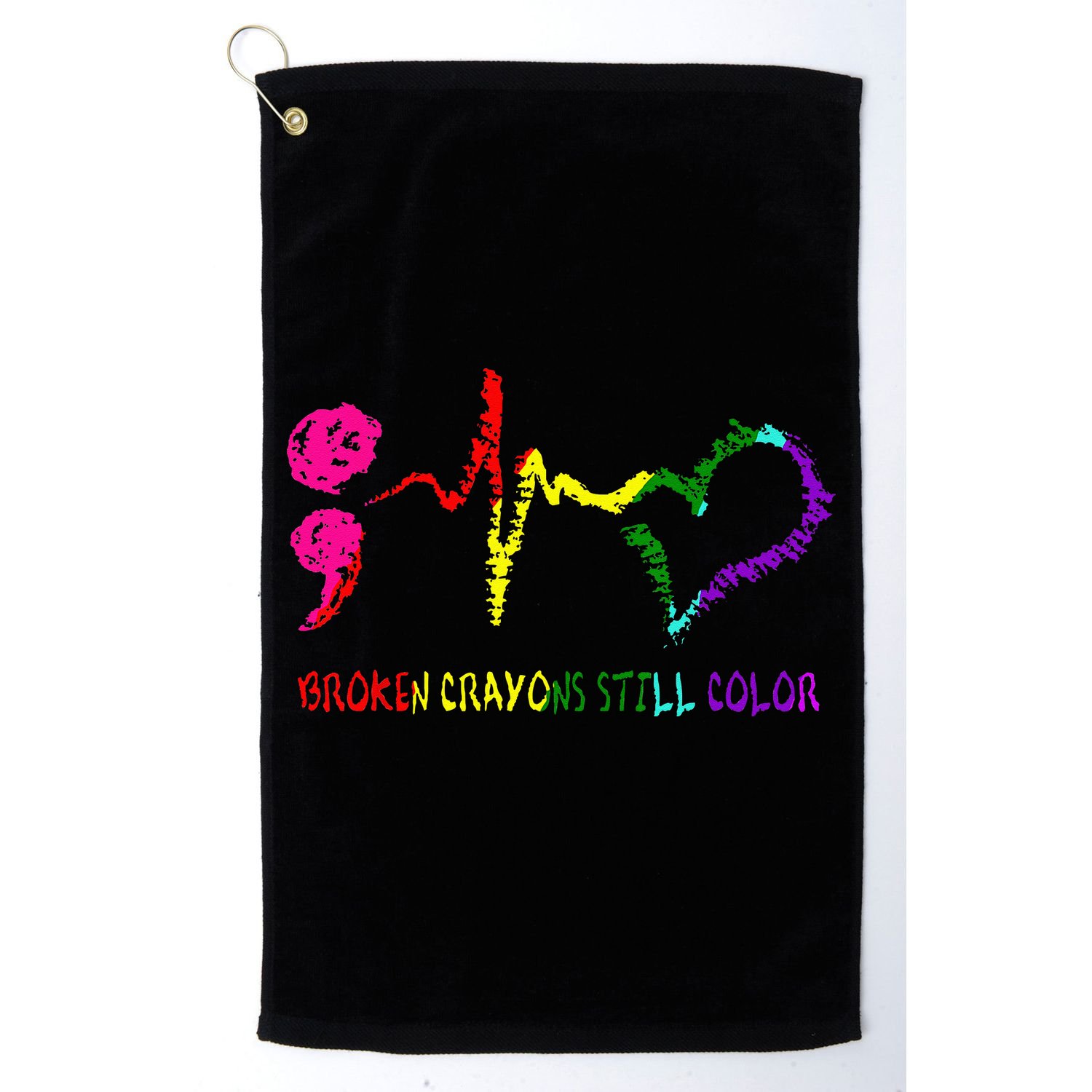 Broken Crayons Still Color Mental Health Awareness Semicolon Golf Towel