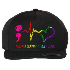 Broken Crayons Still Color Mental Health Awareness Semicolon Wool Snapback Cap