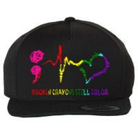 Broken Crayons Still Color Mental Health Awareness Semicolon Wool Snapback Cap