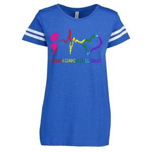 Broken Crayons Still Color Mental Health Awareness Semicolon Enza Ladies Jersey Football T-Shirt