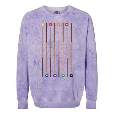 Biliard Cue Stick And 8 Pool Balls Awesome Game Gift Cool Gift Colorblast Crewneck Sweatshirt