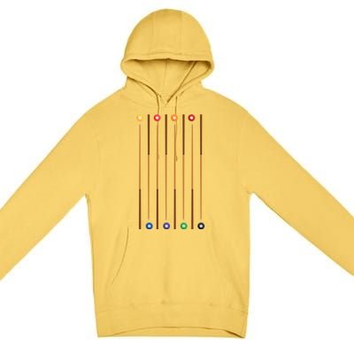 Biliard Cue Stick And 8 Pool Balls Awesome Game Gift Cool Gift Premium Pullover Hoodie