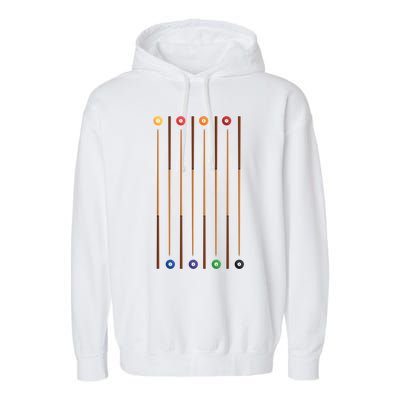 Biliard Cue Stick And 8 Pool Balls Awesome Game Gift Cool Gift Garment-Dyed Fleece Hoodie