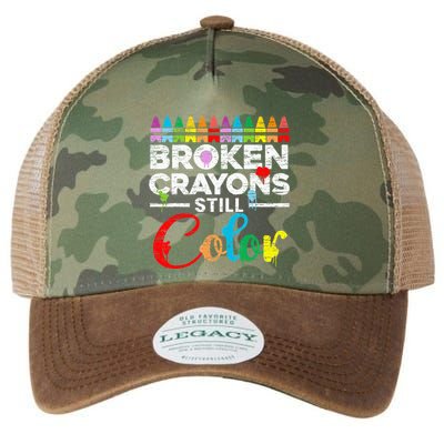 Broken Crayons Still Color Mental Health Awareness Supporter Legacy Tie Dye Trucker Hat