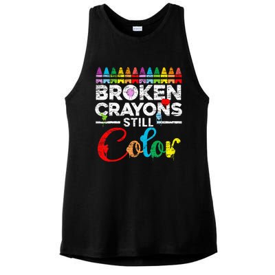 Broken Crayons Still Color Mental Health Awareness Supporter Ladies PosiCharge Tri-Blend Wicking Tank