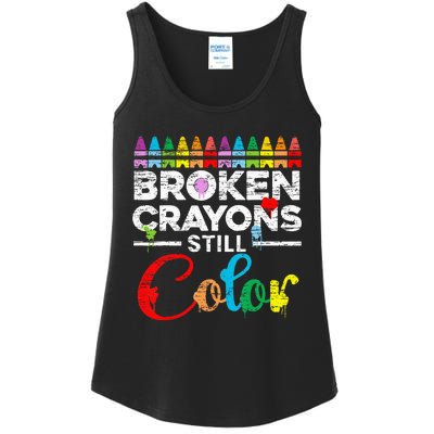 Broken Crayons Still Color Mental Health Awareness Supporter Ladies Essential Tank