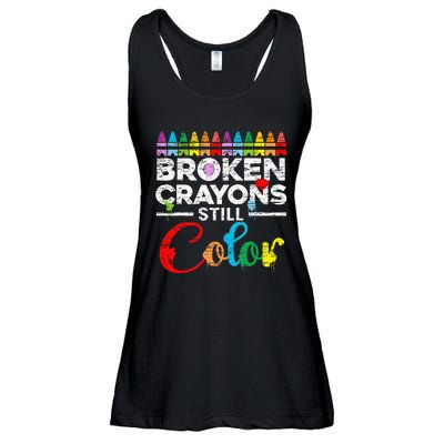 Broken Crayons Still Color Mental Health Awareness Supporter Ladies Essential Flowy Tank