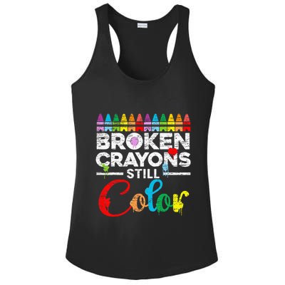Broken Crayons Still Color Mental Health Awareness Supporter Ladies PosiCharge Competitor Racerback Tank
