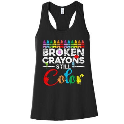 Broken Crayons Still Color Mental Health Awareness Supporter Women's Racerback Tank