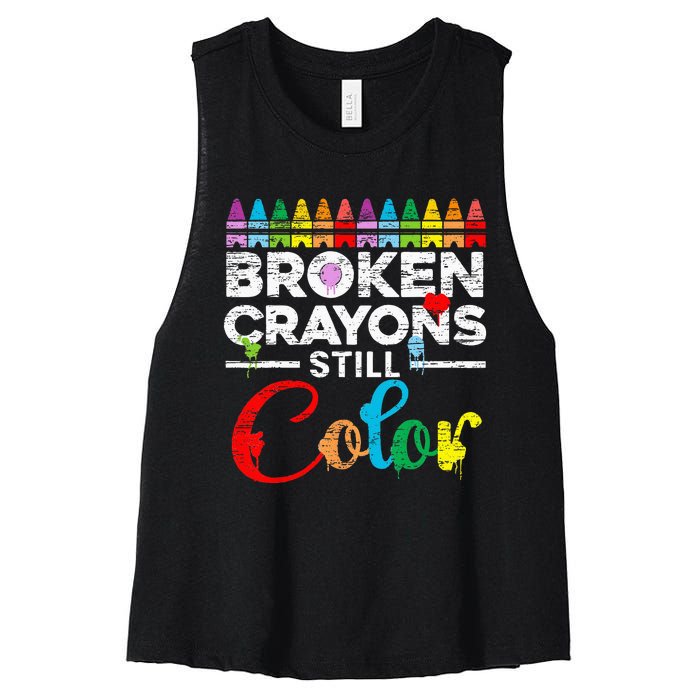 Broken Crayons Still Color Mental Health Awareness Supporter Women's Racerback Cropped Tank