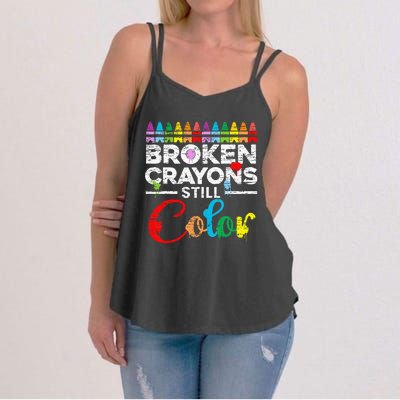 Broken Crayons Still Color Mental Health Awareness Supporter Women's Strappy Tank