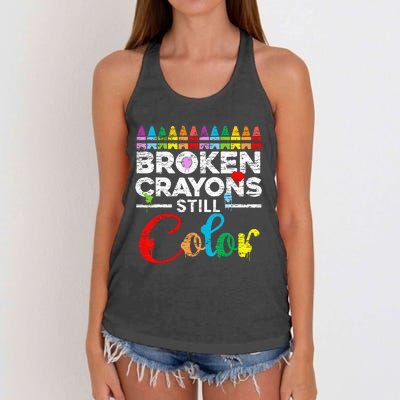 Broken Crayons Still Color Mental Health Awareness Supporter Women's Knotted Racerback Tank