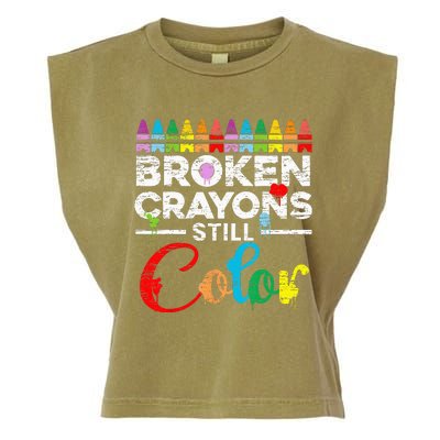 Broken Crayons Still Color Mental Health Awareness Supporter Garment-Dyed Women's Muscle Tee