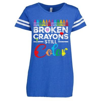 Broken Crayons Still Color Mental Health Awareness Supporter Enza Ladies Jersey Football T-Shirt