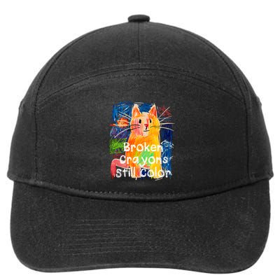 Broken Crayons Still Color Cat Teacher Funny 7-Panel Snapback Hat