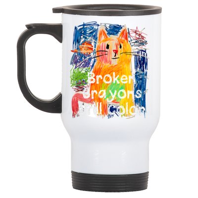 Broken Crayons Still Color Cat Teacher Funny Stainless Steel Travel Mug