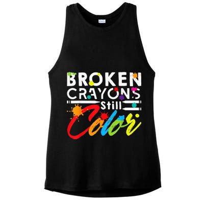 Broken Crayons Still Color Mental Health Awareness Ladies PosiCharge Tri-Blend Wicking Tank