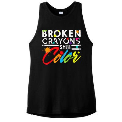 Broken Crayons Still Color Mental Health Awareness Ladies PosiCharge Tri-Blend Wicking Tank