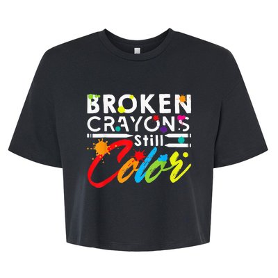 Broken Crayons Still Color Mental Health Awareness Bella+Canvas Jersey Crop Tee