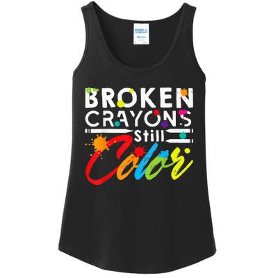 Broken Crayons Still Color Mental Health Awareness Ladies Essential Tank