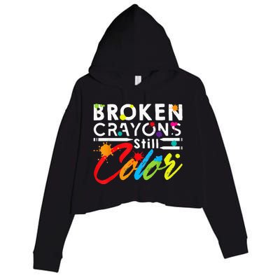 Broken Crayons Still Color Mental Health Awareness Crop Fleece Hoodie