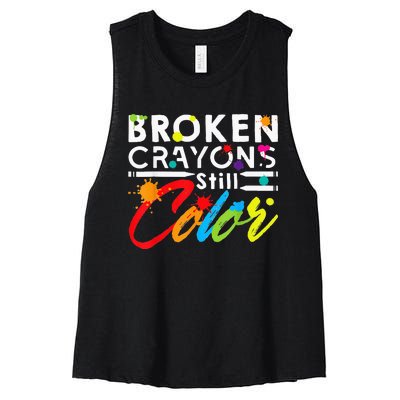 Broken Crayons Still Color Mental Health Awareness Women's Racerback Cropped Tank