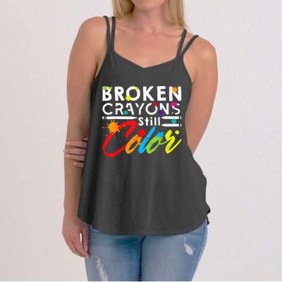 Broken Crayons Still Color Mental Health Awareness Women's Strappy Tank