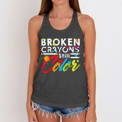 Broken Crayons Still Color Mental Health Awareness Women's Knotted Racerback Tank