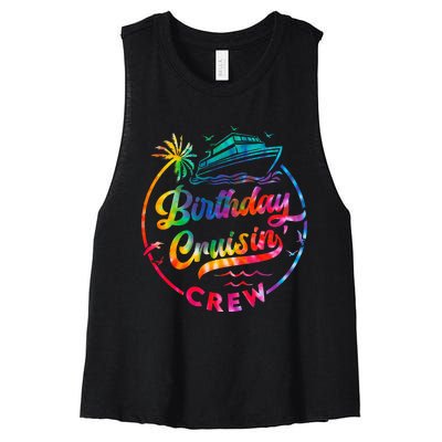 Birthday Cruise Squad Cruising Vacation Funny Birthday Women's Racerback Cropped Tank