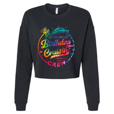 Birthday Cruise Squad Cruising Vacation Funny Birthday Cropped Pullover Crew