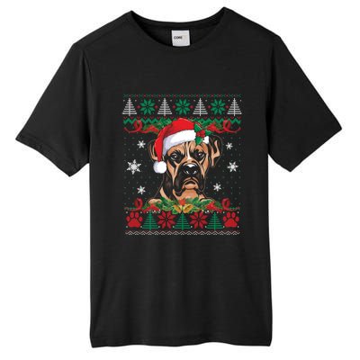 Boxer Christmas Santa Ugly Sweater Boxer Dog Lover Xmas Pjs Funny Gift Tall Fusion ChromaSoft Performance T-Shirt