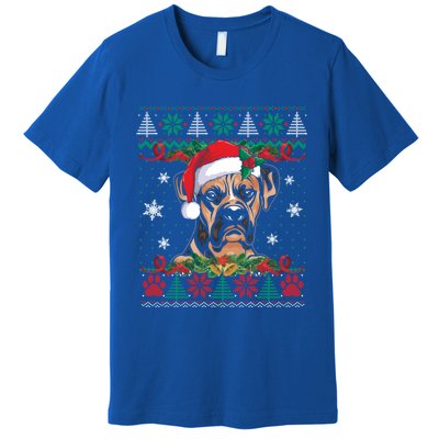 Boxer Christmas Santa Ugly Sweater Boxer Dog Lover Xmas Pjs Funny Gift Premium T-Shirt