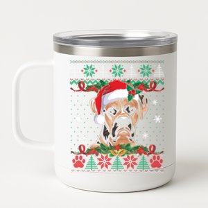 Boxer Christmas Santa Ugly Sweater Boxer Dog Lover Xmas Pjs Funny Gift 12 oz Stainless Steel Tumbler Cup