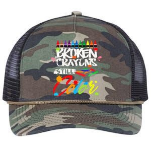 Broken Crayons Still Color Mental Health Awareness Retro Rope Trucker Hat Cap