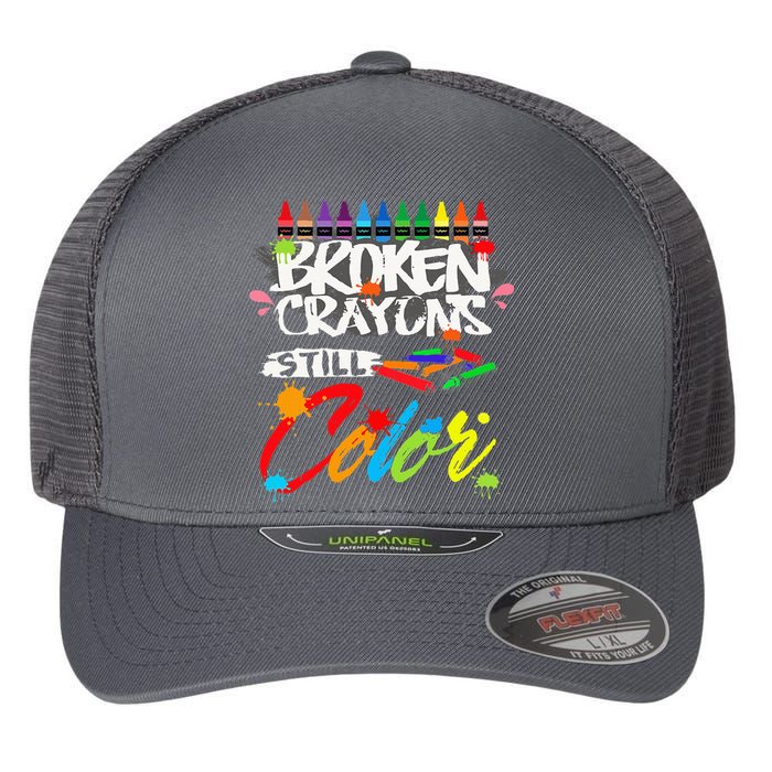 Broken Crayons Still Color Mental Health Awareness Flexfit Unipanel Trucker Cap