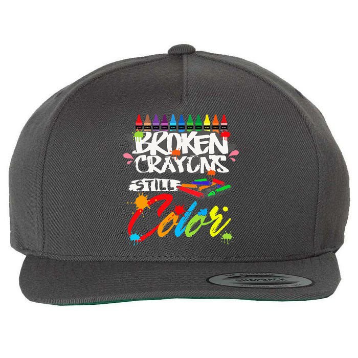 Broken Crayons Still Color Mental Health Awareness Wool Snapback Cap