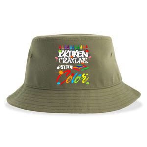 Broken Crayons Still Color Mental Health Awareness Sustainable Bucket Hat