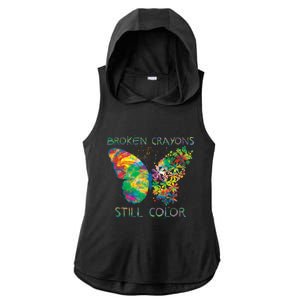 Broken Crayons Still Colors Tal Health Awareness Great Gift Ladies PosiCharge Tri-Blend Wicking Draft Hoodie Tank