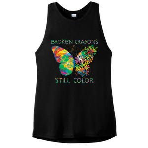 Broken Crayons Still Colors Tal Health Awareness Great Gift Ladies PosiCharge Tri-Blend Wicking Tank