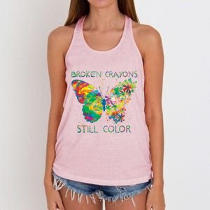 Broken Crayons Still Colors Tal Health Awareness Great Gift Women's Knotted Racerback Tank