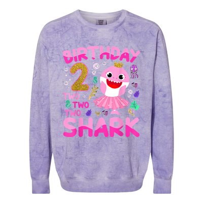 Baby Cute Shark 2nd Birthday Boy Girl 2 Year Old Gifts Colorblast Crewneck Sweatshirt