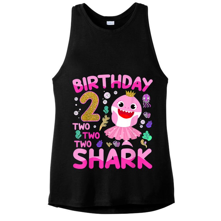 Baby Cute Shark 2nd Birthday Boy Girl 2 Year Old Gifts Ladies PosiCharge Tri-Blend Wicking Tank