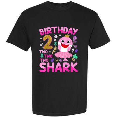 Baby Cute Shark 2nd Birthday Boy Girl 2 Year Old Gifts Garment-Dyed Heavyweight T-Shirt