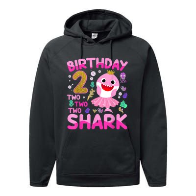 Baby Cute Shark 2nd Birthday Boy Girl 2 Year Old Gifts Performance Fleece Hoodie